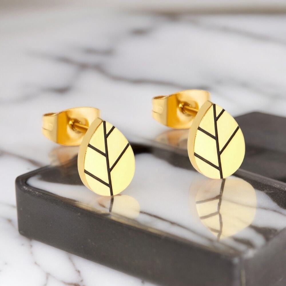 NEW gold platinum plated leaf stud earrings jewelry B19A